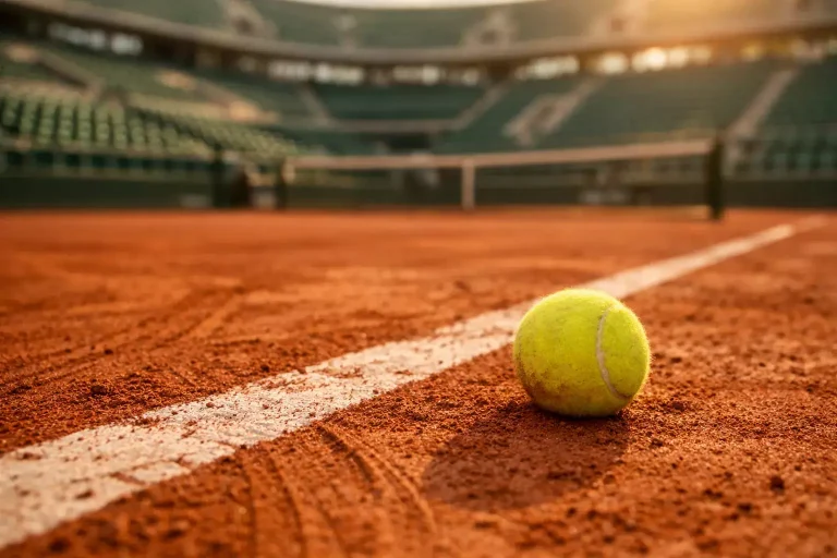 Gravel tennisbaan op Roland Garros in Parijs