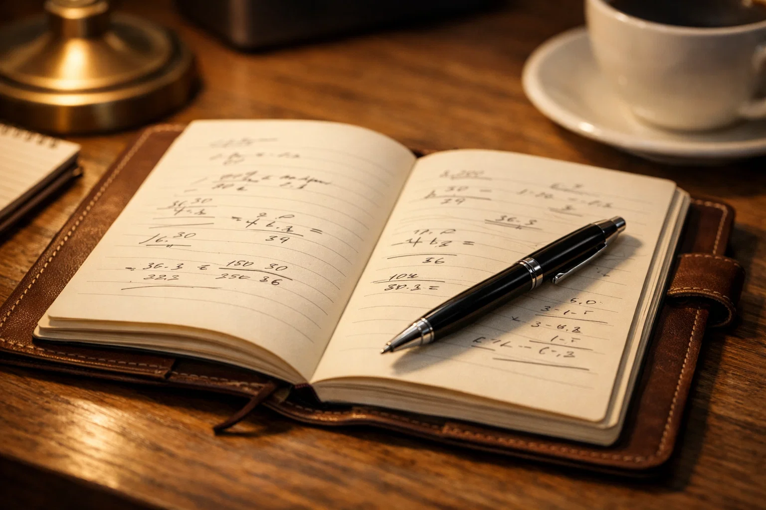 Notitieboek met weddenschap analyse naast een pen op een bureau